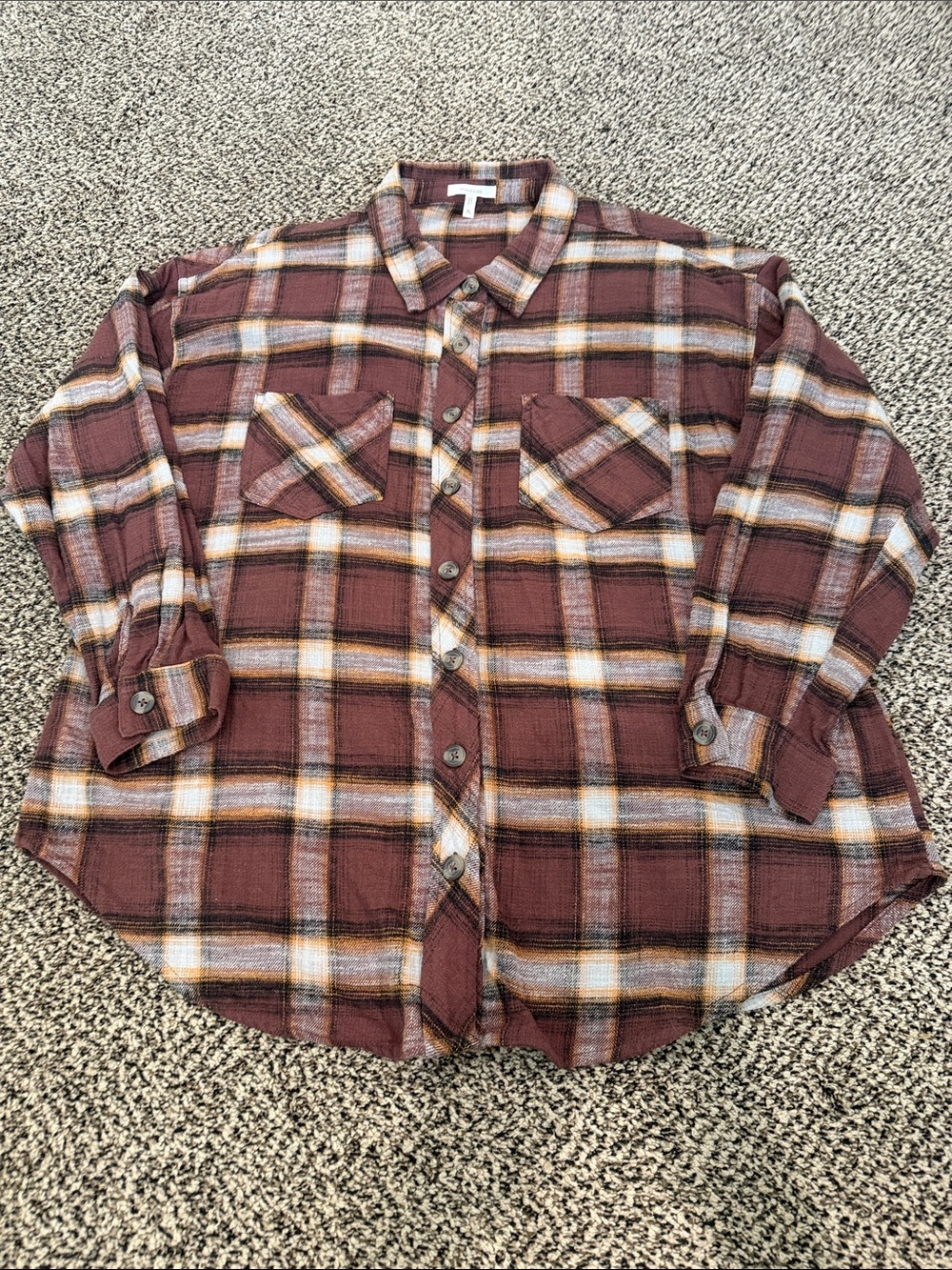 Maurices Burgundy Plaid Button-Down Shirt